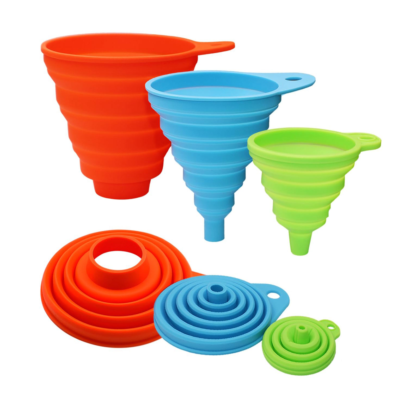 Collapsible Water Bottle - 3 Pcs Kitchen Funnel Set, Silicone