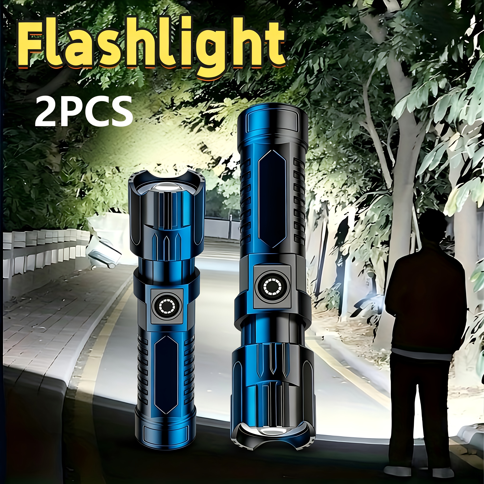 Outdoor Camping Items - Tactical LED Flashlight 2000LM,USB Rechargeable Zoom