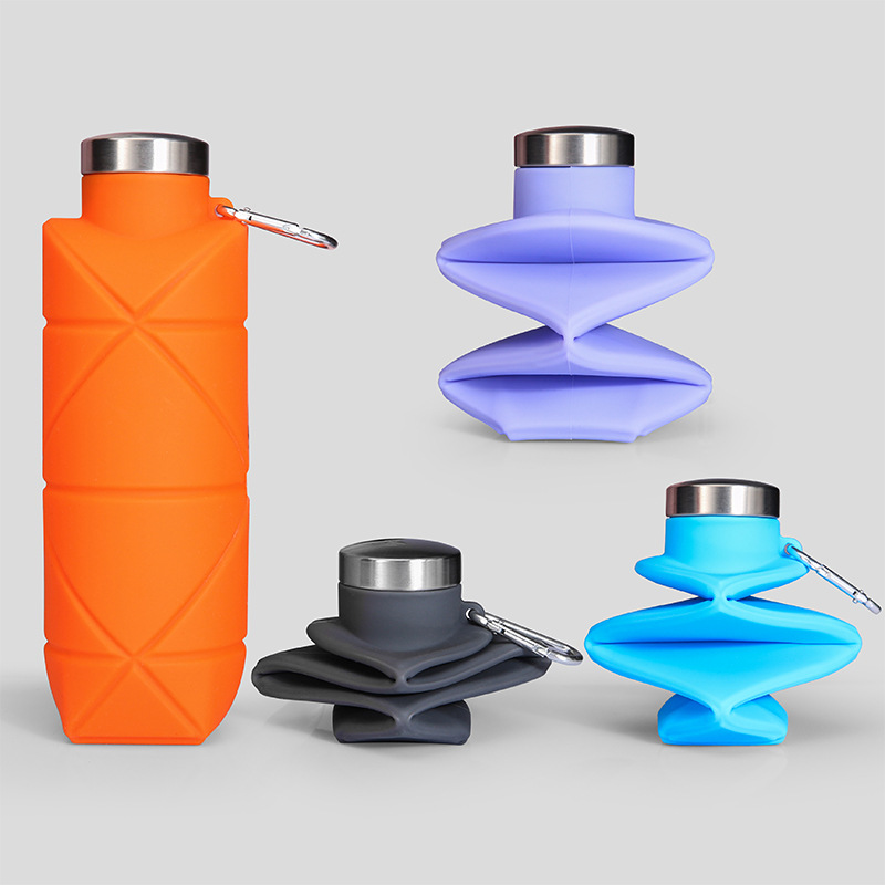 Collapsible Water Bottle - 1Pcs Silicone Diamond Folding Cup 700ml