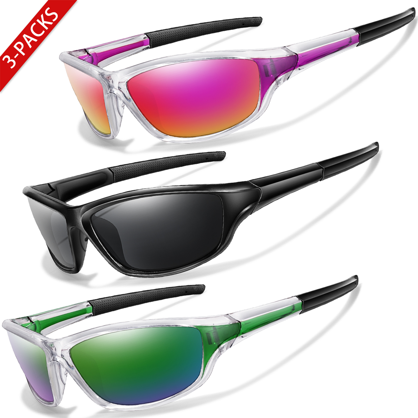 Outdoor Camping Brand - 3 PCS Brand Polarized Cycling Sunglasses
