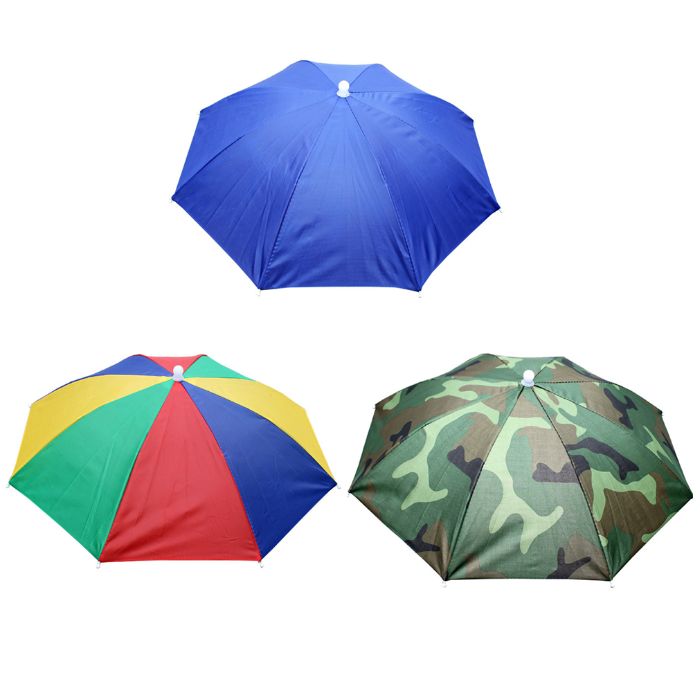 Outdoor Camping Umbrella - Portable Rain Umbrella Hat Army Green