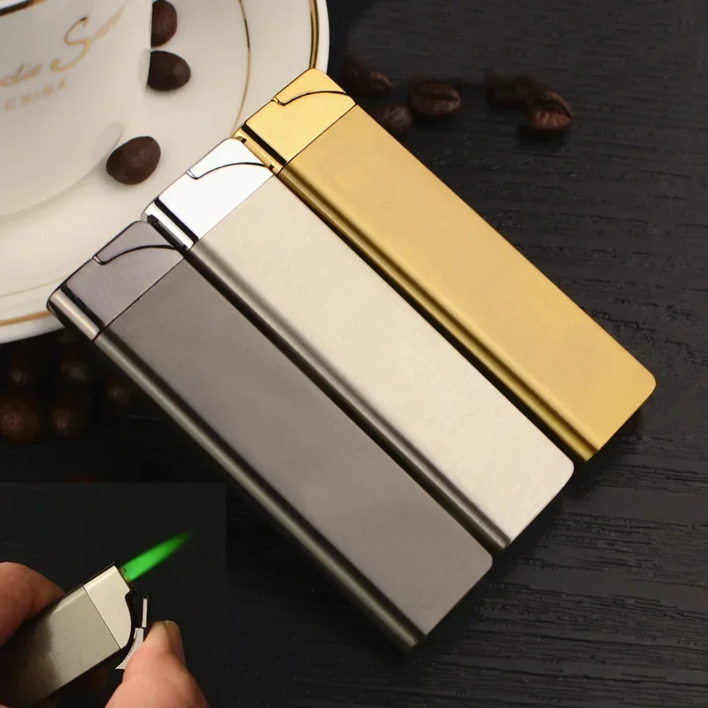 Outdoor Windproof Lighter - Metal Ultra Thin Windproof Green Flame