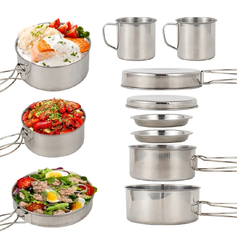 8pcs/Set Camping Cookware Mess - Outdoor Camping Kitchen Table avis et prix