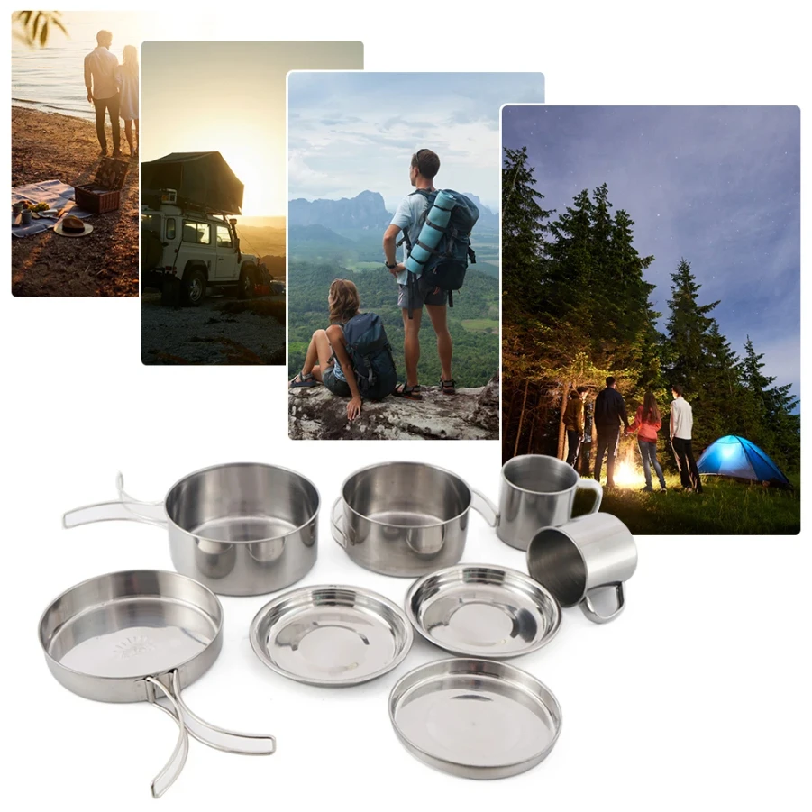 8pcs/Set Camping Cookware Mess - Outdoor Camping Kitchen Table avis et prix