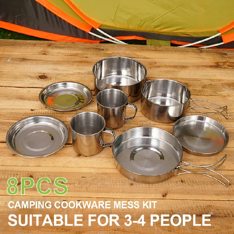 8pcs/Set Camping Cookware Mess - Outdoor Camping Kitchen Table avis et prix