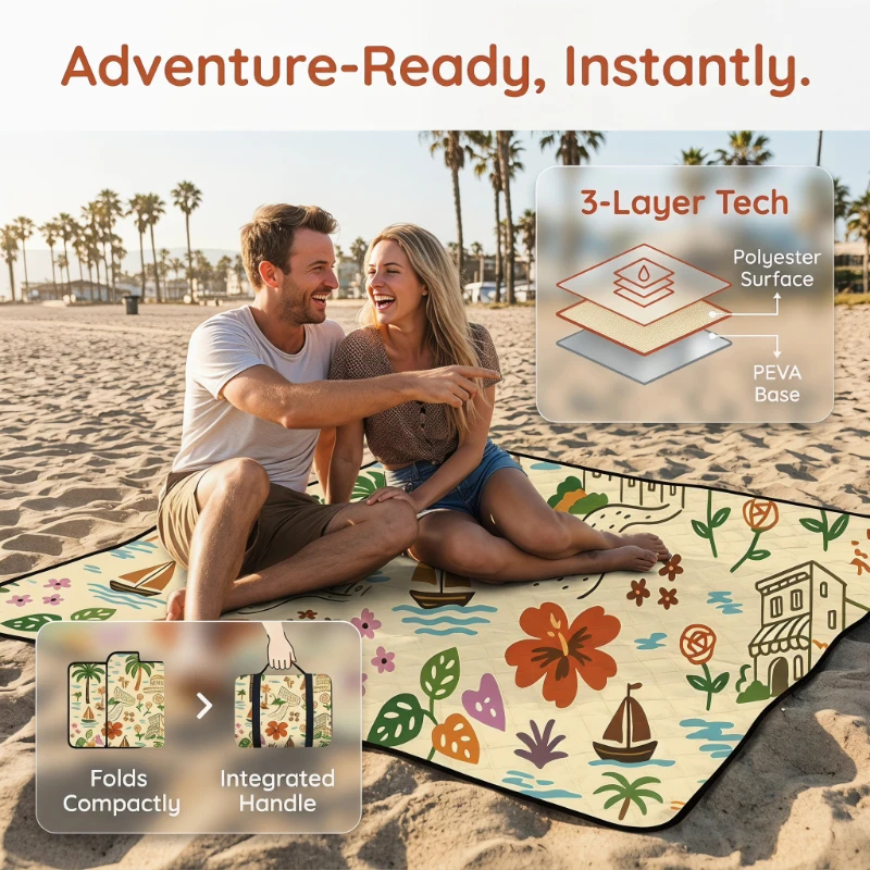 Waterproof Picnic Blanket, 2x2 - Outdoor Camping Mats Large avis et prix