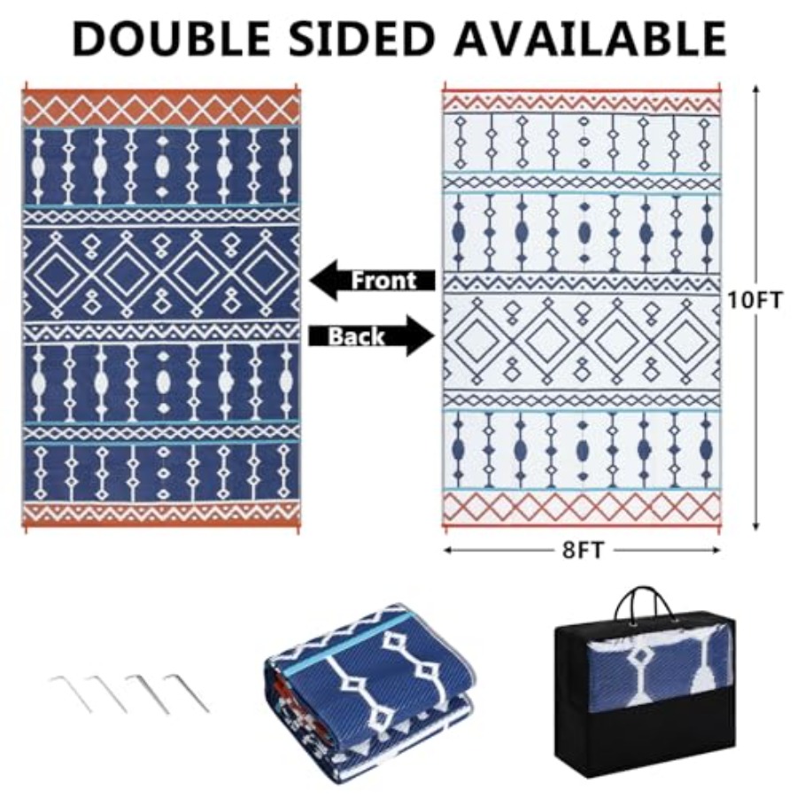 Outdoor Rug, 8x10 FT Waterproo - Outdoor Camping Mats Large avis et prix