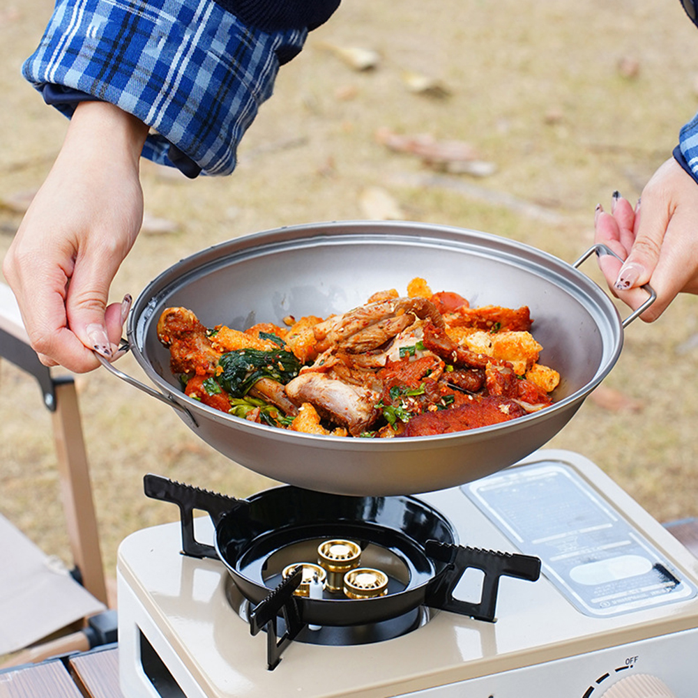 Titanium Wok Pan with Lid Doub - Outdoor Camping Kitchen Table avis et prix