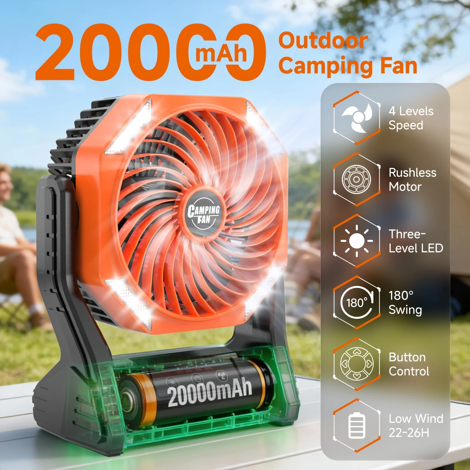 DDHOME 20000mAh Camping Fan wi - Outdoor Camping Fans avis et prix