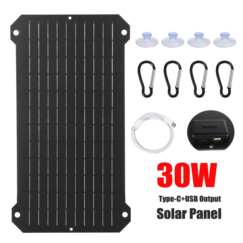 30W Solar Panel Portable Monoc - Outdoor Camping Fans avis et prix