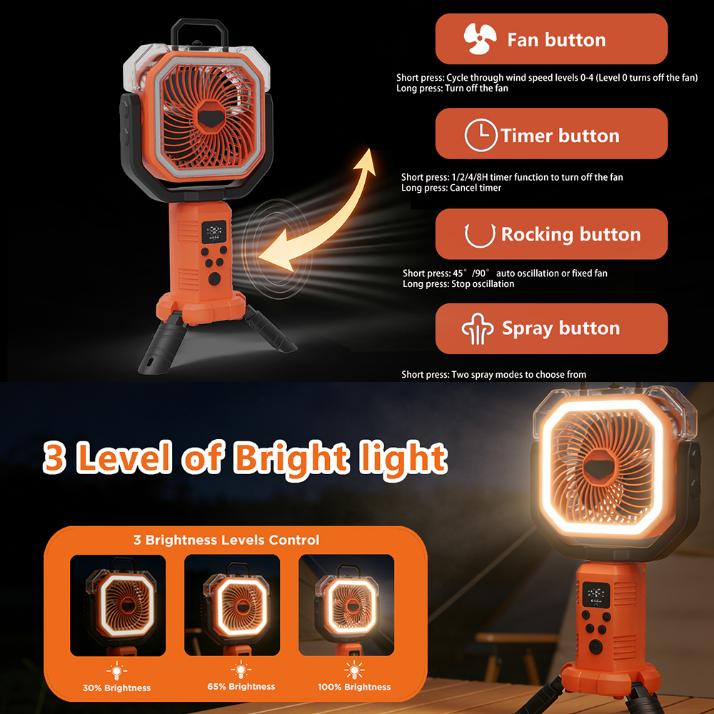 30000mAh Cooling Floor Fan wit - Outdoor Camping Fans avis et prix