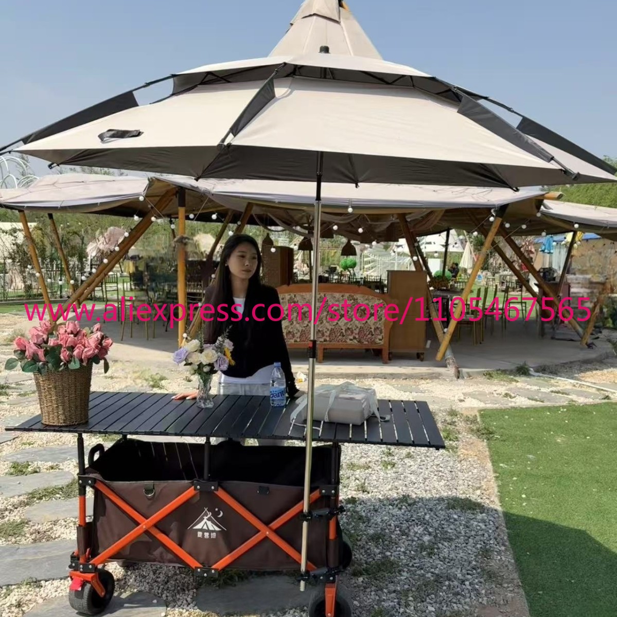 1PCS camper stall large foldab - Outdoor Camping Umbrella avis et prix