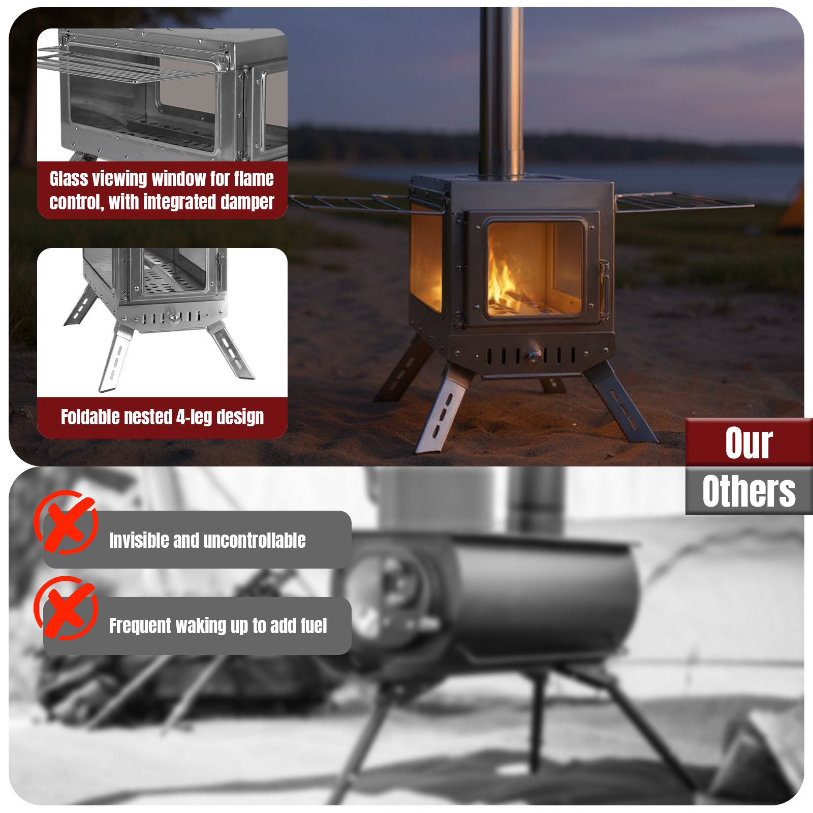 Outdoor Heating Stove with Chi - Outdoor Camping Heater For Tent avis et prix