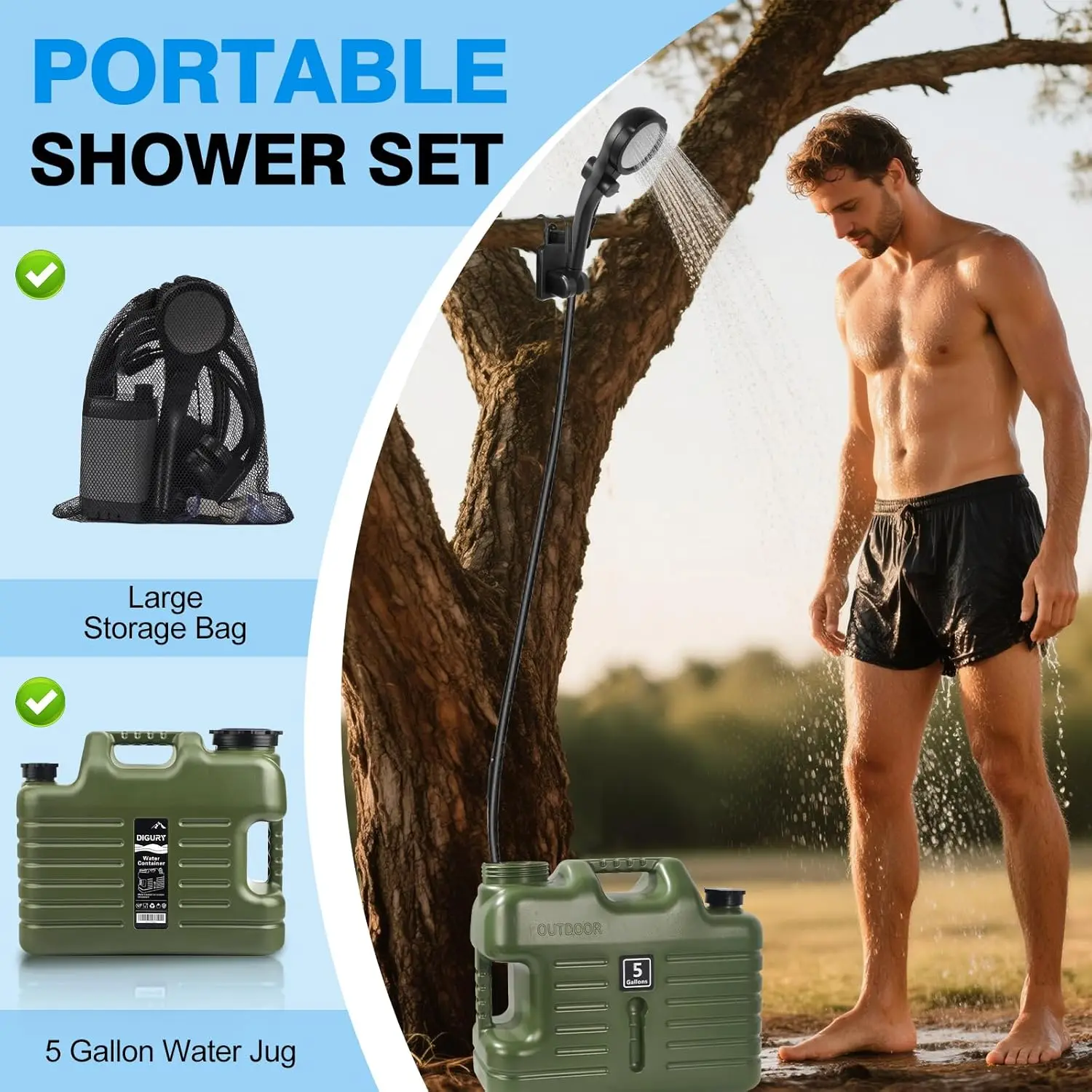 Portable Camping Shower with 5 - Outdoor Camping Water Jug avis et prix