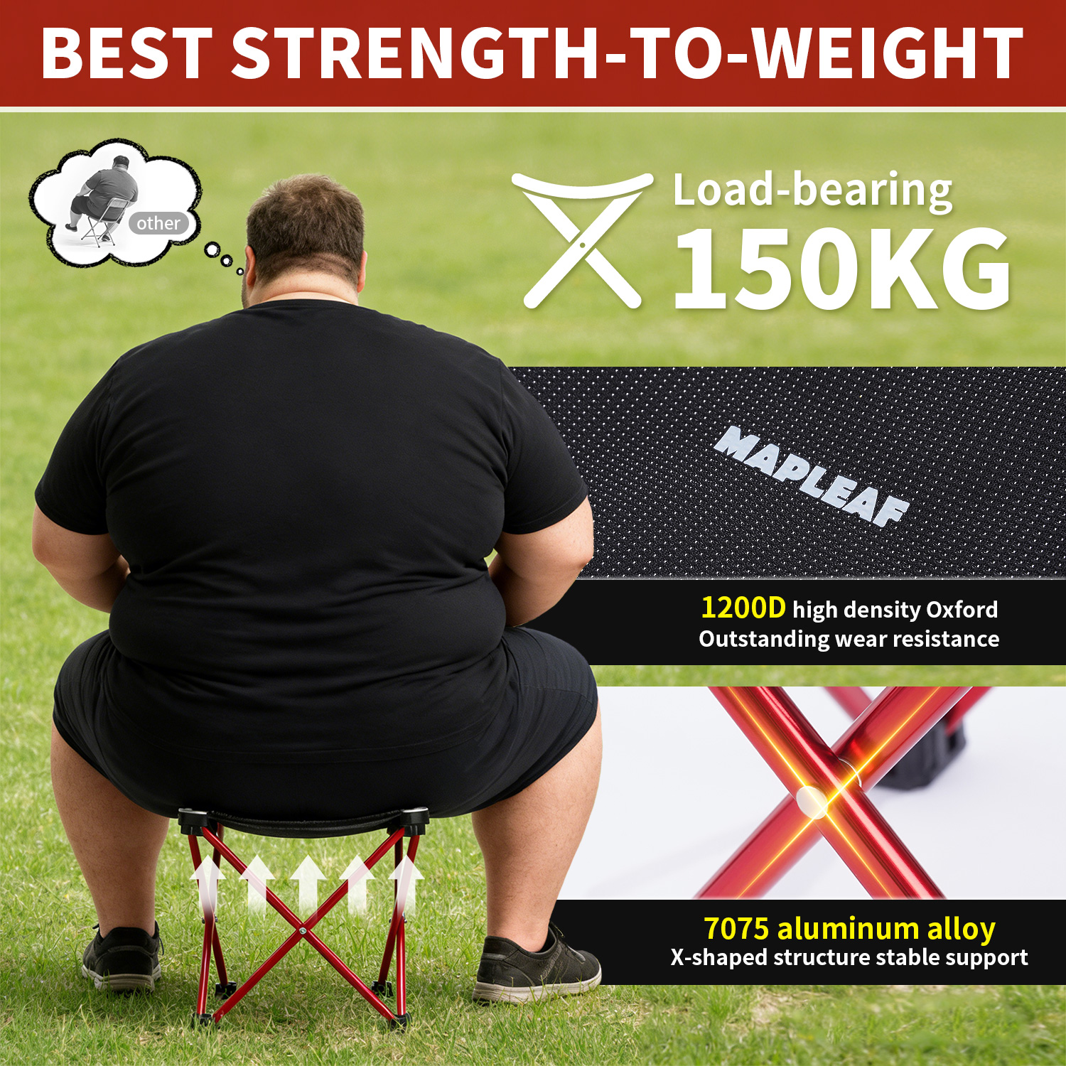 MAPLEAF Portable Folding Stool - Outdoor Camping Recliner Chairs avis et prix