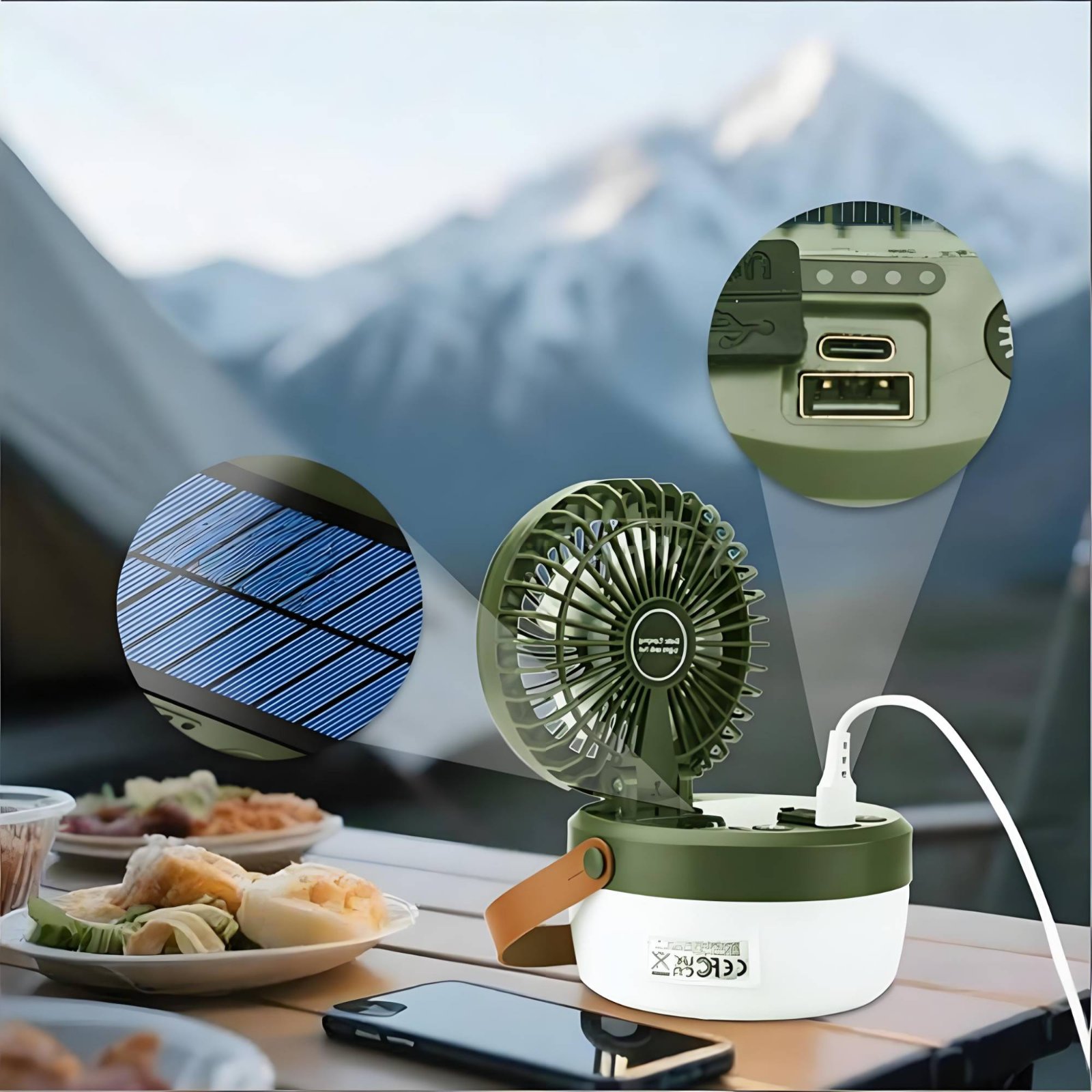 Solar Camping Fan Lantern Fold - Outdoor Camping Fans avis et prix