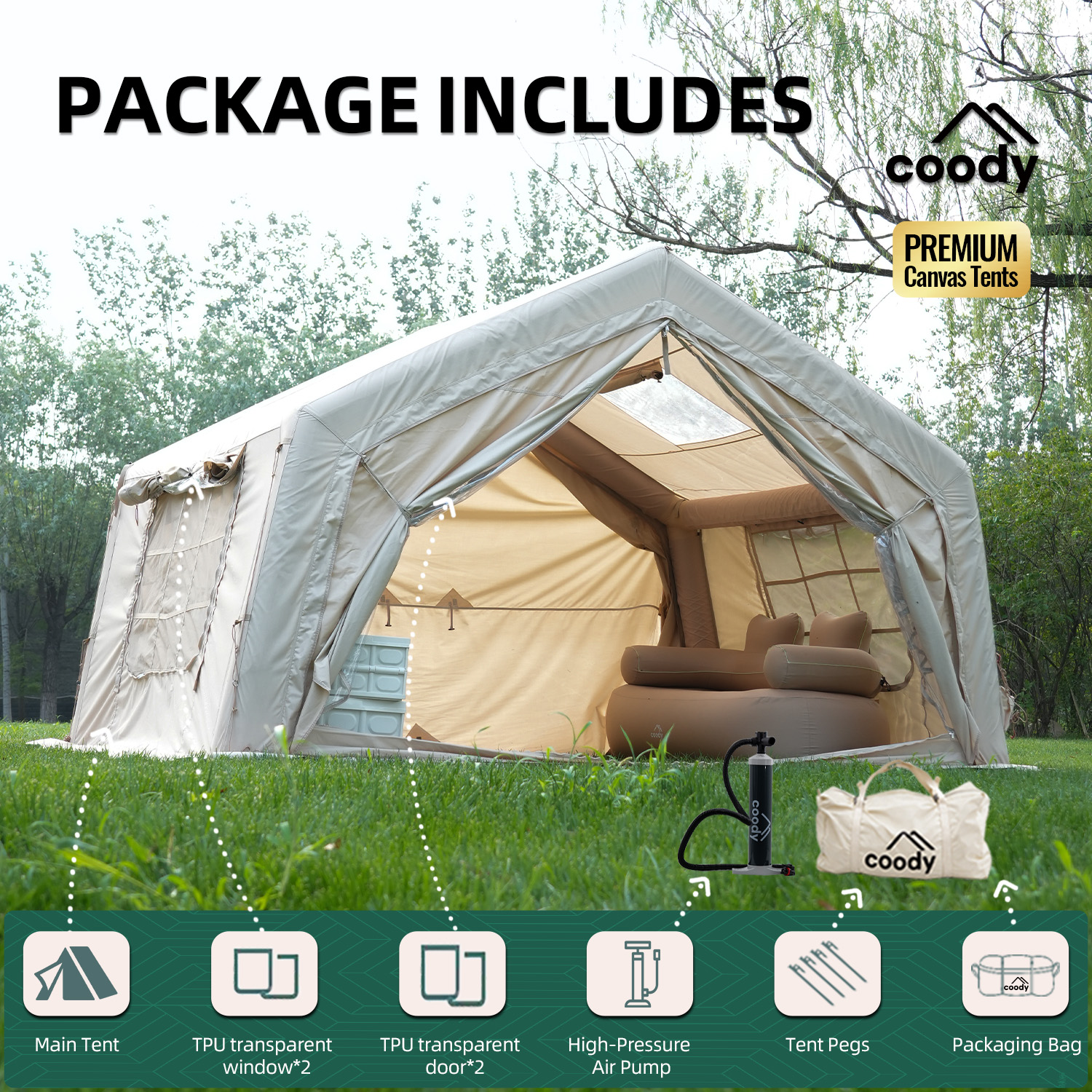 9.0 Air Tent-Beige Factory Dir - Camping Zelt Outdoor avis et prix