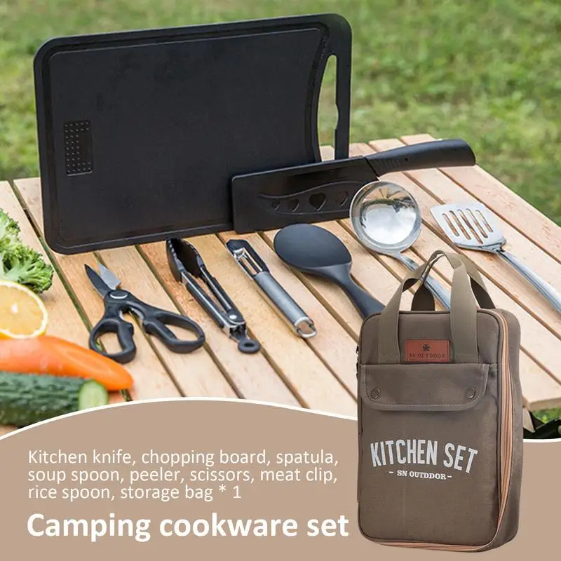 8pcs Camping Kitchen Cookware  - Outdoor Camping Kitchen Table avis et prix