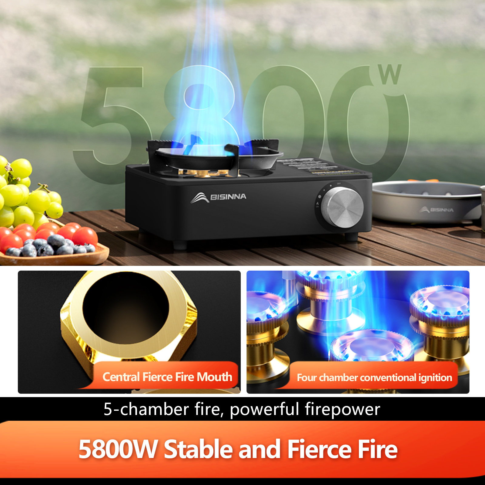 BISINNA Camping Gas Stove 5800 - Outdoor Gas Camping Oven avis et prix