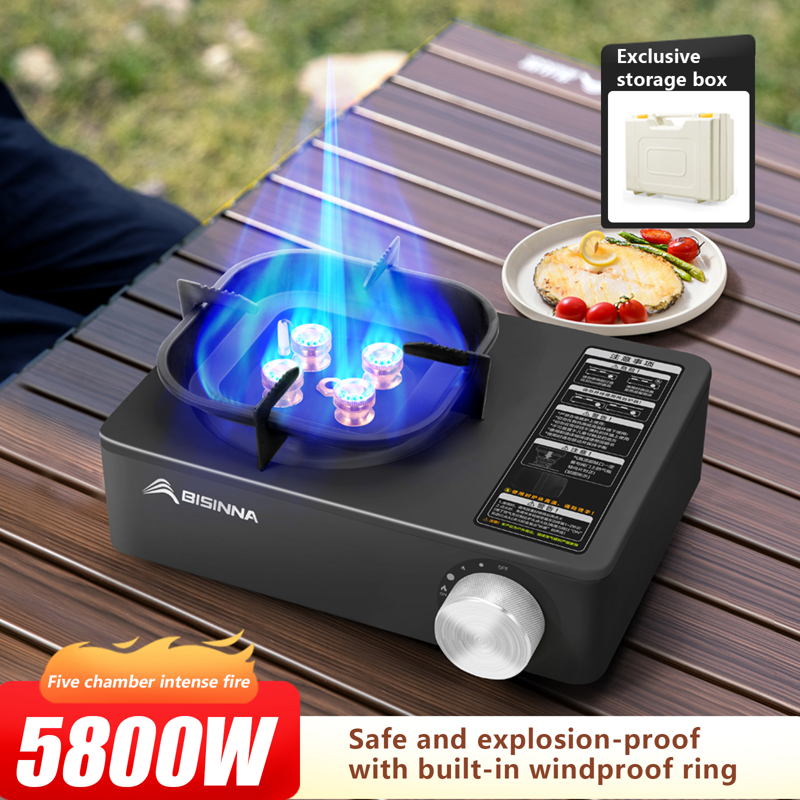 BISINNA Camping Gas Stove 5800 - Outdoor Gas Camping Oven avis et prix