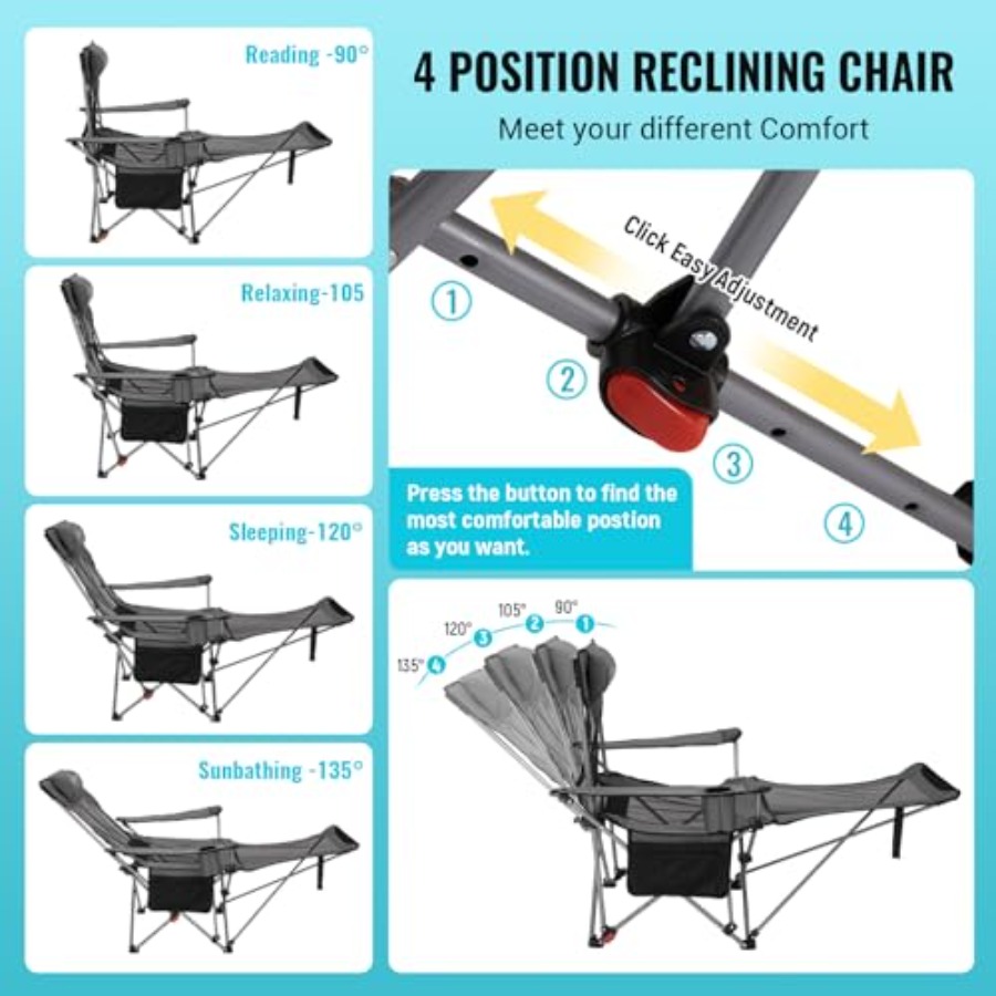 Outdoor 2-in-1 reclining campi - Outdoor Camping Recliner Chairs avis et prix