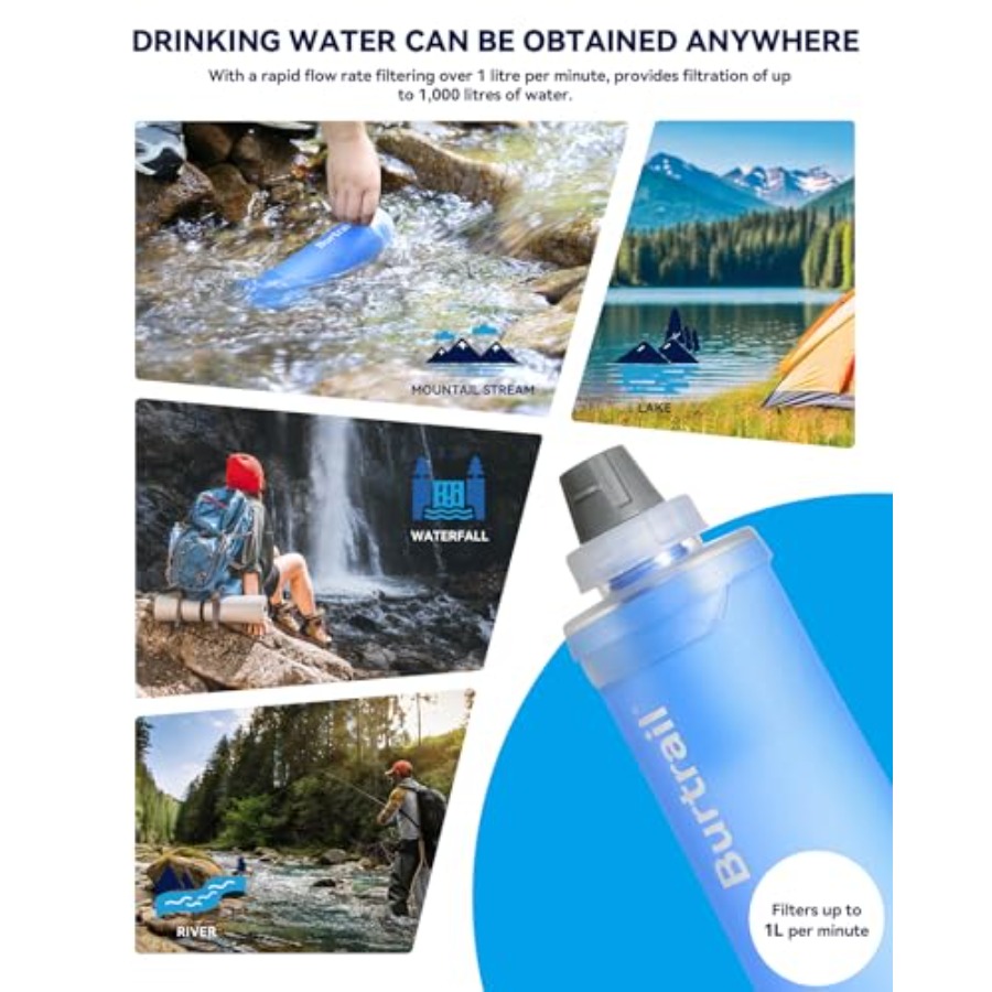 Outdoor Water Filter Bottle BP - Collapsible Water Bottle avis et prix