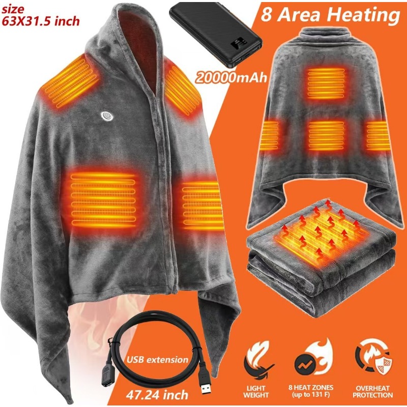 2025 NewUSB Heated Shawl Blank - Outdoor Camping Heated Blanket avis et prix