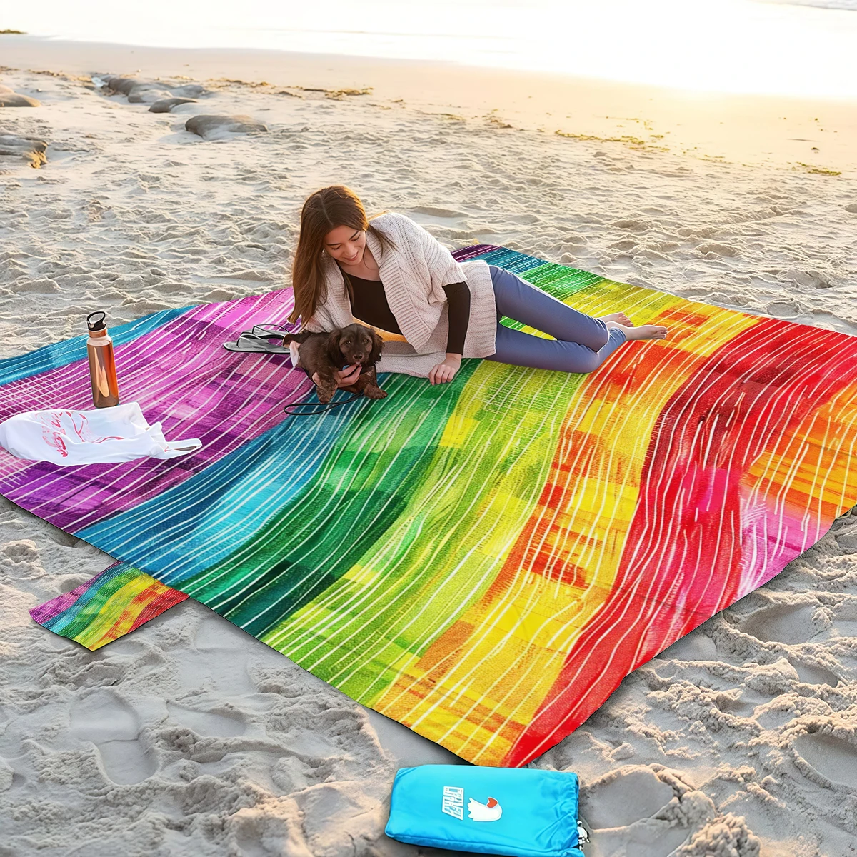 200x240cm Rainbow Beach Mat Sa - Outdoor Camping Mats Large avis et prix